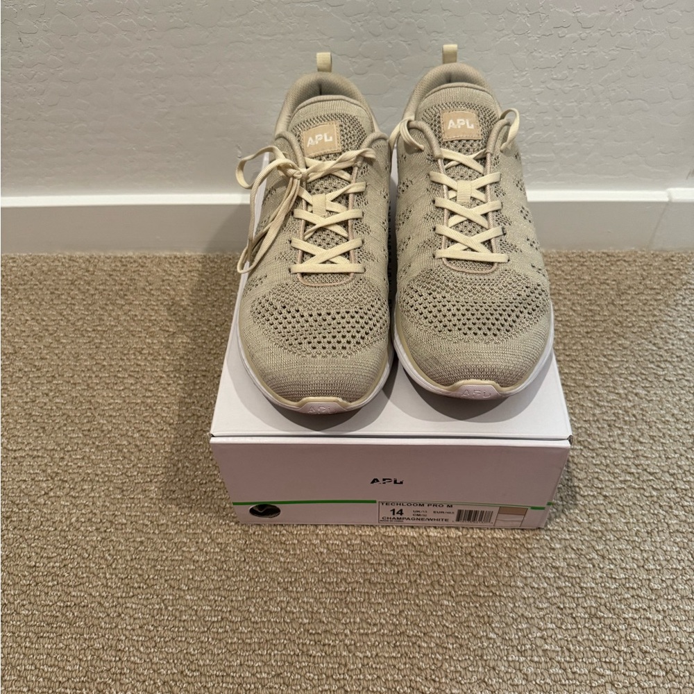 MENS APL TECHLOOM PRO M CHAMPAGNE WHITE GOLD SNEAKERS TRAINERS SHOES